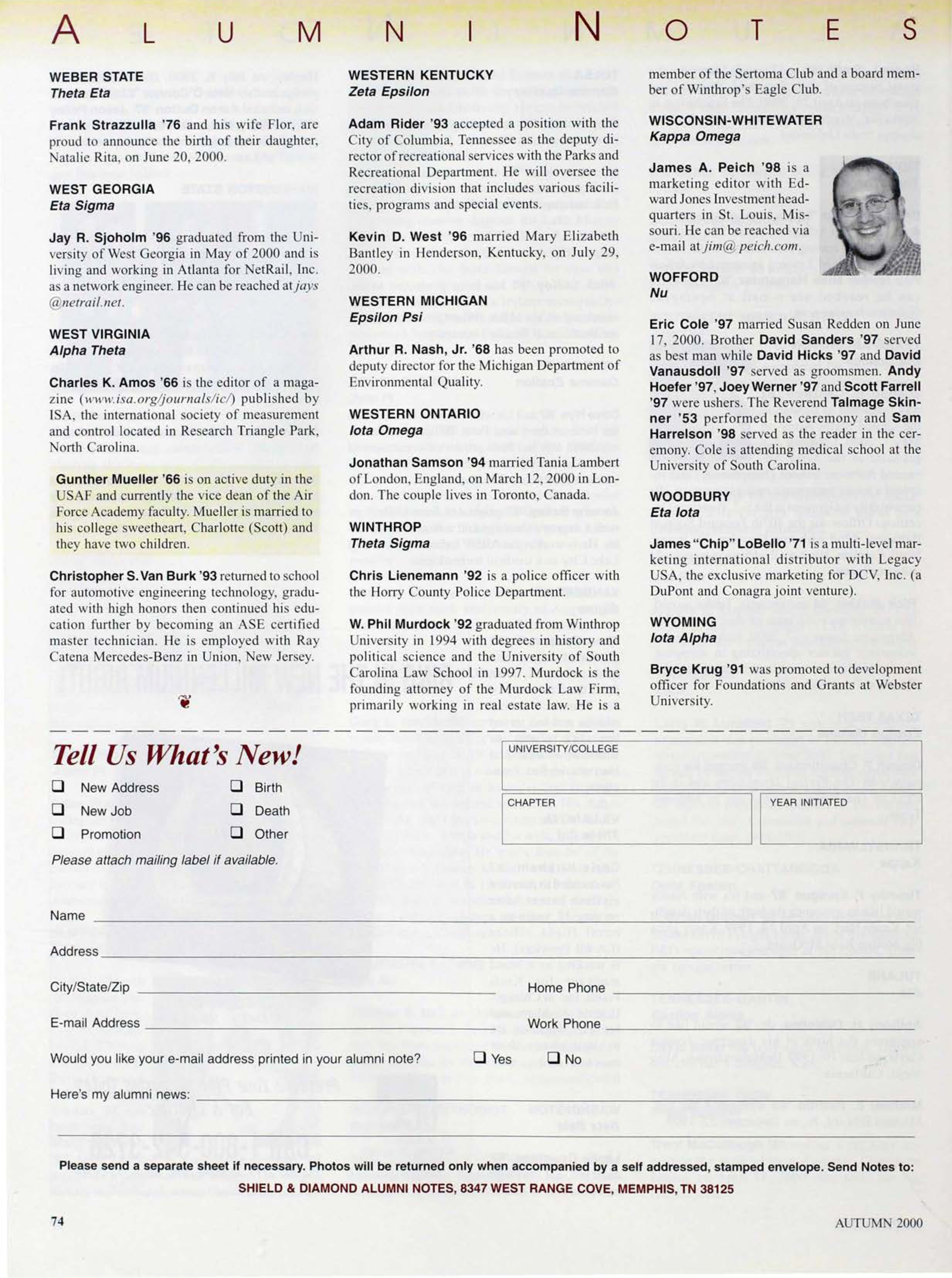 Tell Us What's New! Form, Autumn 2000